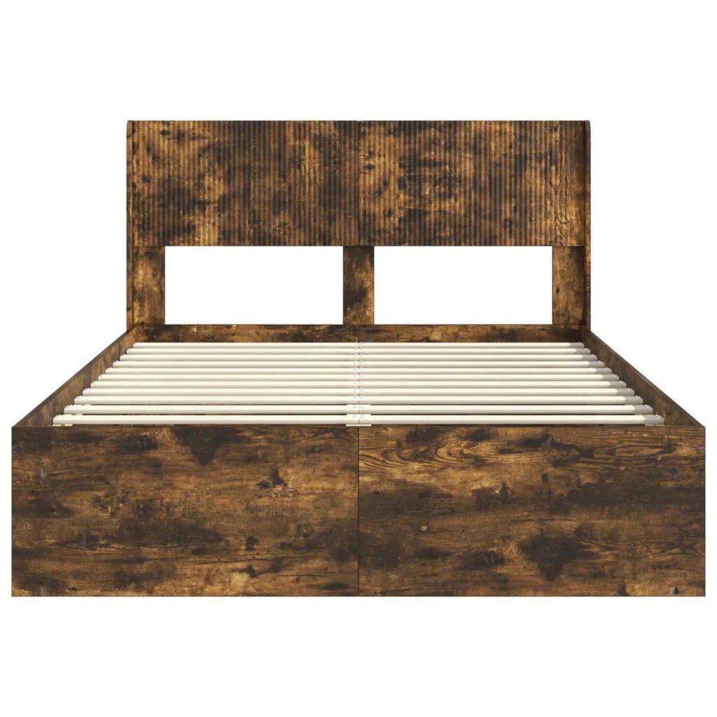 Struttura del letto con stoccaggio e testata Rovere Fumo 3414231