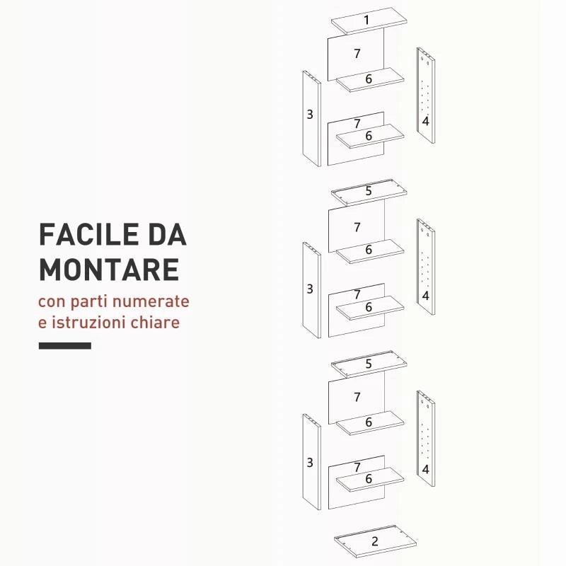 SCAFFALE PORTA CD CON 6 RIPIANI REGOLABILI, CAPACITÀ DI 260 CD/120 DVD, 33X24X140 CM, BIANCO