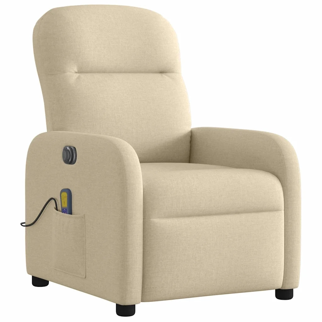 Poltrona Reclinabile Massaggiante Elettrica Crema in Tessuto 3302970
