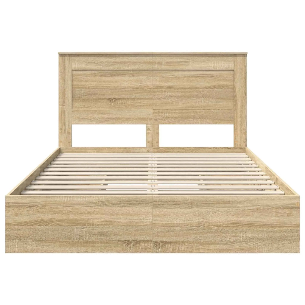 Letto con Contenitore con testiera Rovere Sonoma 140 x 190 cm 3410240