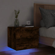 Comodino a Parete con luci LED Rovere Fumo 836820