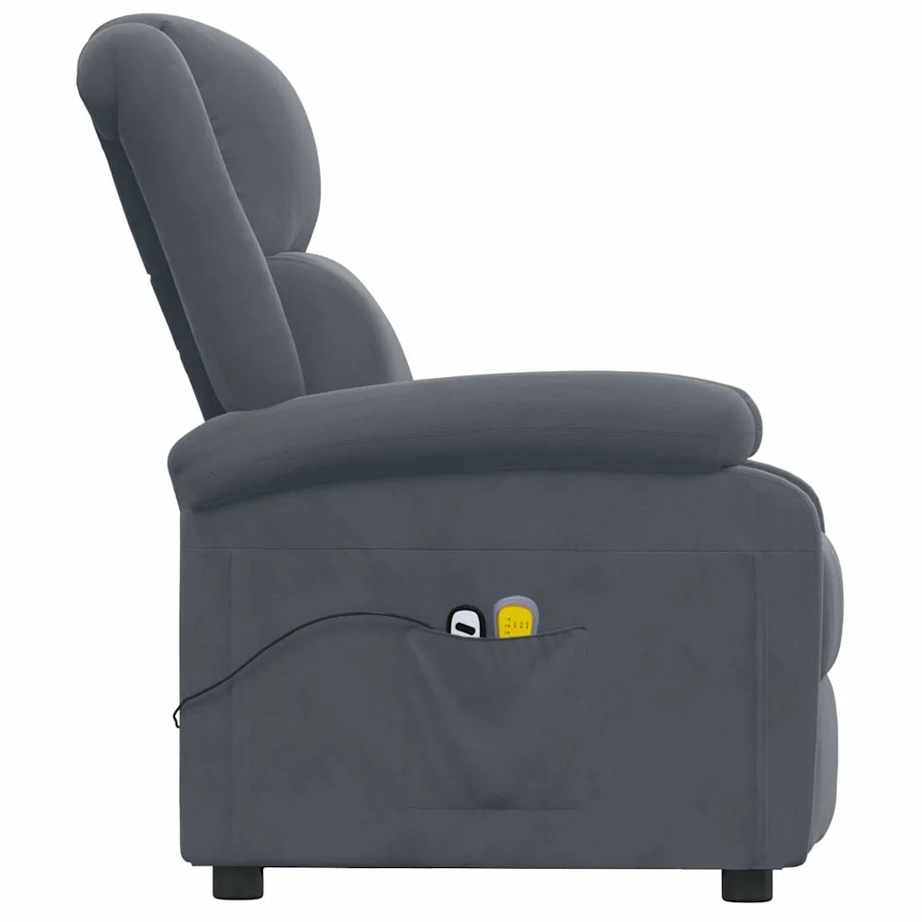 Divano Sedia-Poltrona Massaggiante Elettrica Grigio Scuro in Velluto