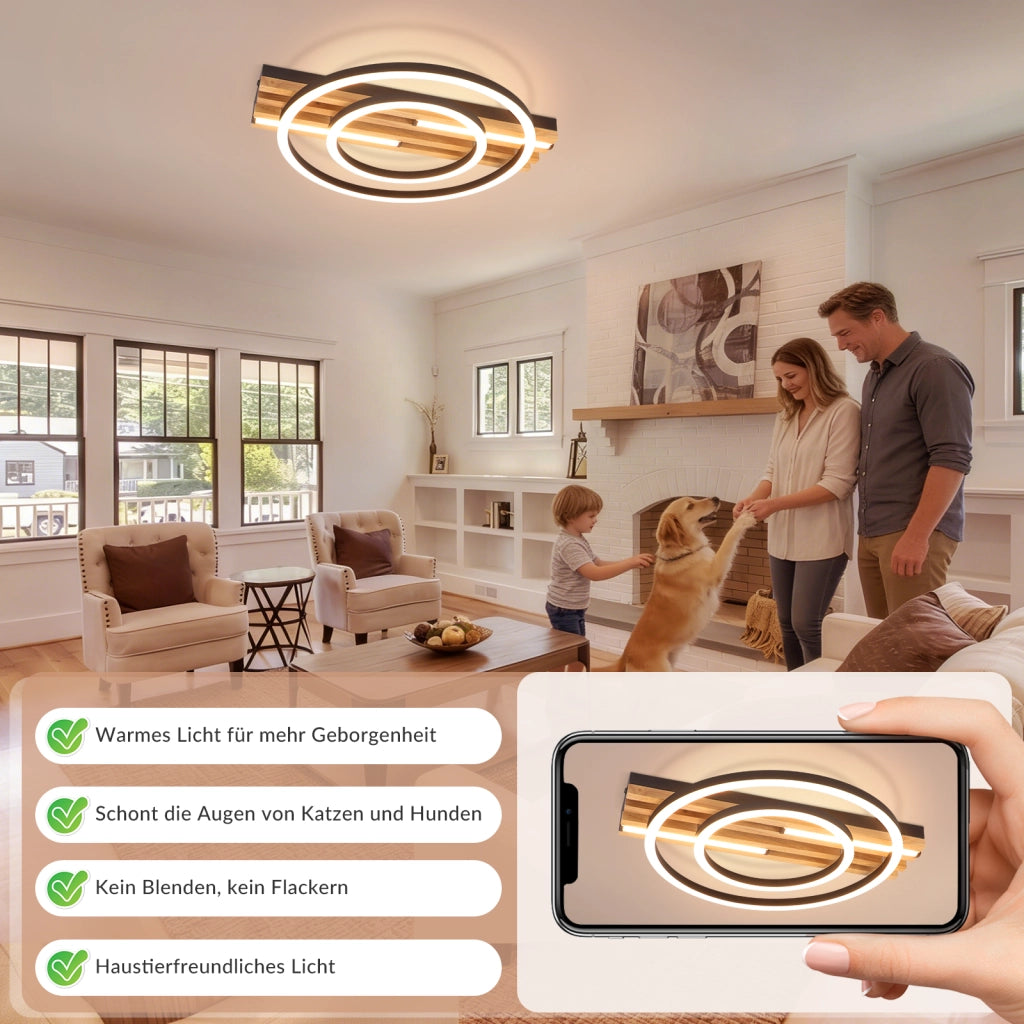 ZMH Plafoniera LED moderna 34W 38cm con 2 anelli e telecomando ideale per soggiorno camera da letto cucina