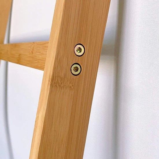 Ladder per asciugamani con 4 stanghe in bambù decorativa per abbigliamento e asciugamani per bagno, senza bisogno di forare 170 x 50 cm