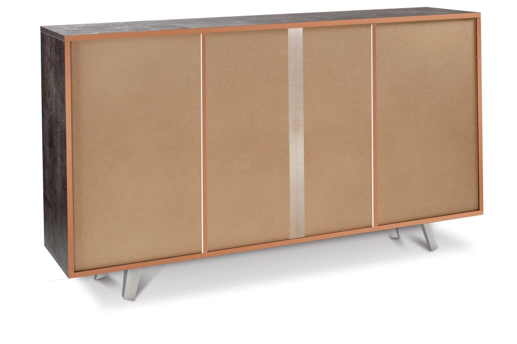Mobile 3 Ante 3 Cassetti 164x92x41 cm Ossido Nero/Marmo Calacatta