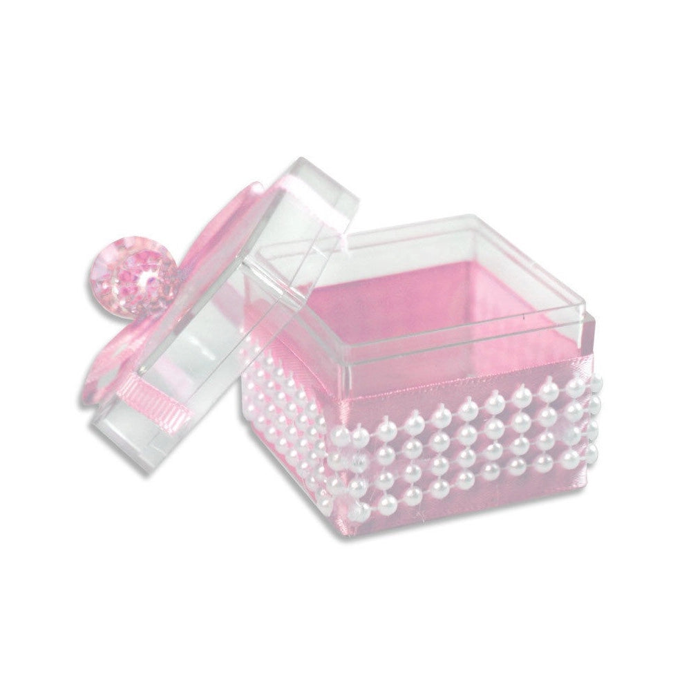 Trade Shop - 12 Scatolina Porta Confetti Bomboniera Nascita Battesimo Ciuccio Bimba Rosa -