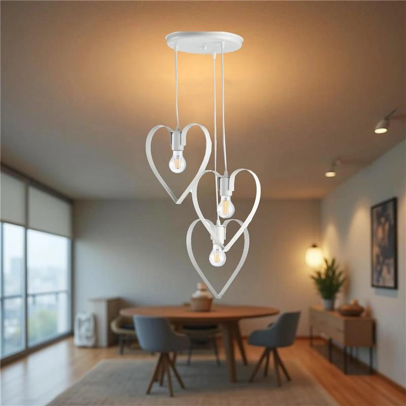 TRENDY LAMPADARIO DESIGN MODERNO IN METALLO COLORE BIANCO E27 3 LUCI 57 WATT H90X35 CM