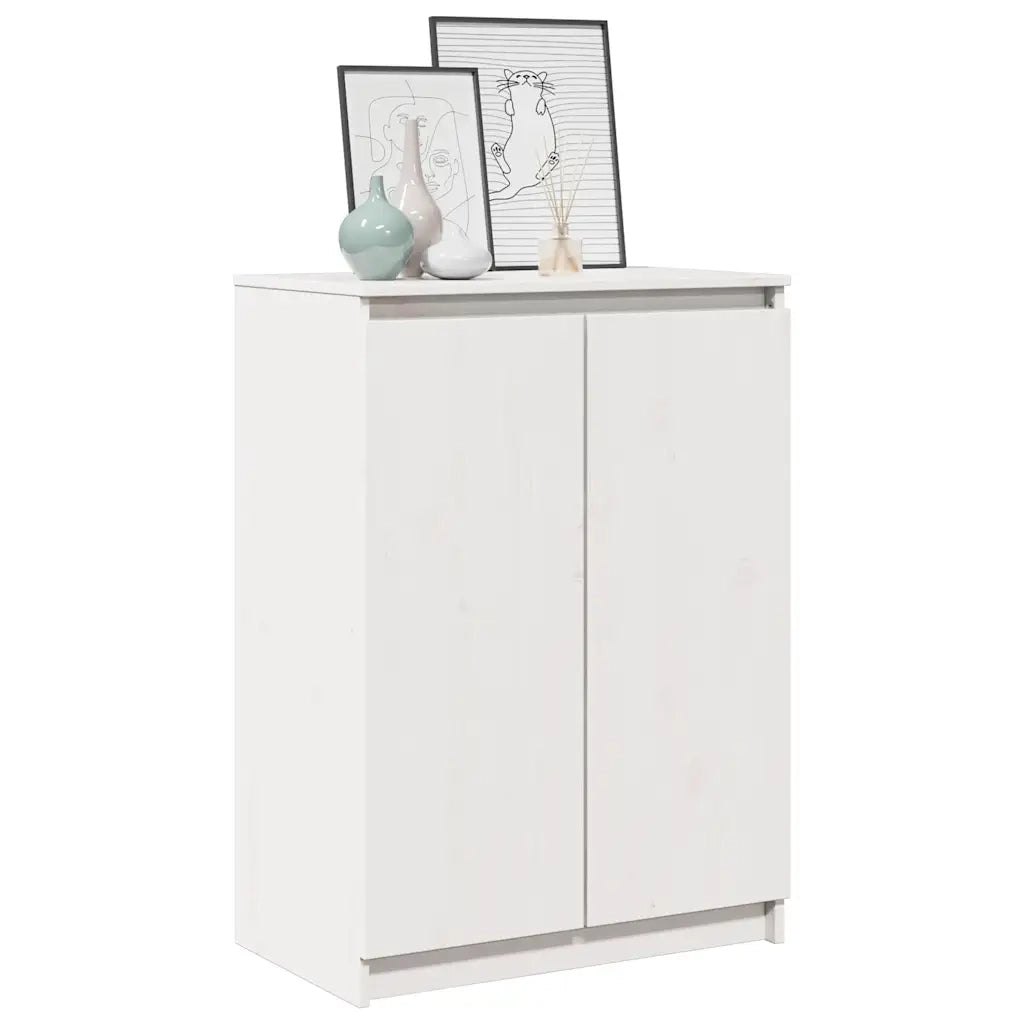 Credenza Bianca 60x36x84 cm in Legno Massello di Pino 808109