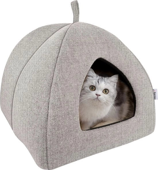 Cuscino per gatti con imbottitura Sherpa super soffice e pluiziosa, lavabile, dimensioni L 35 cm x B 35 cm x H 40 cm - tenda per gatti cuscino per dormire per gatti piccoli e medi.