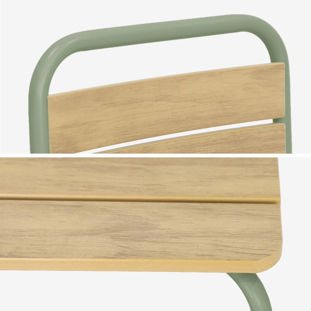 Set tavolo da giardino per bambini in acciaio e legno con 2 sedie,