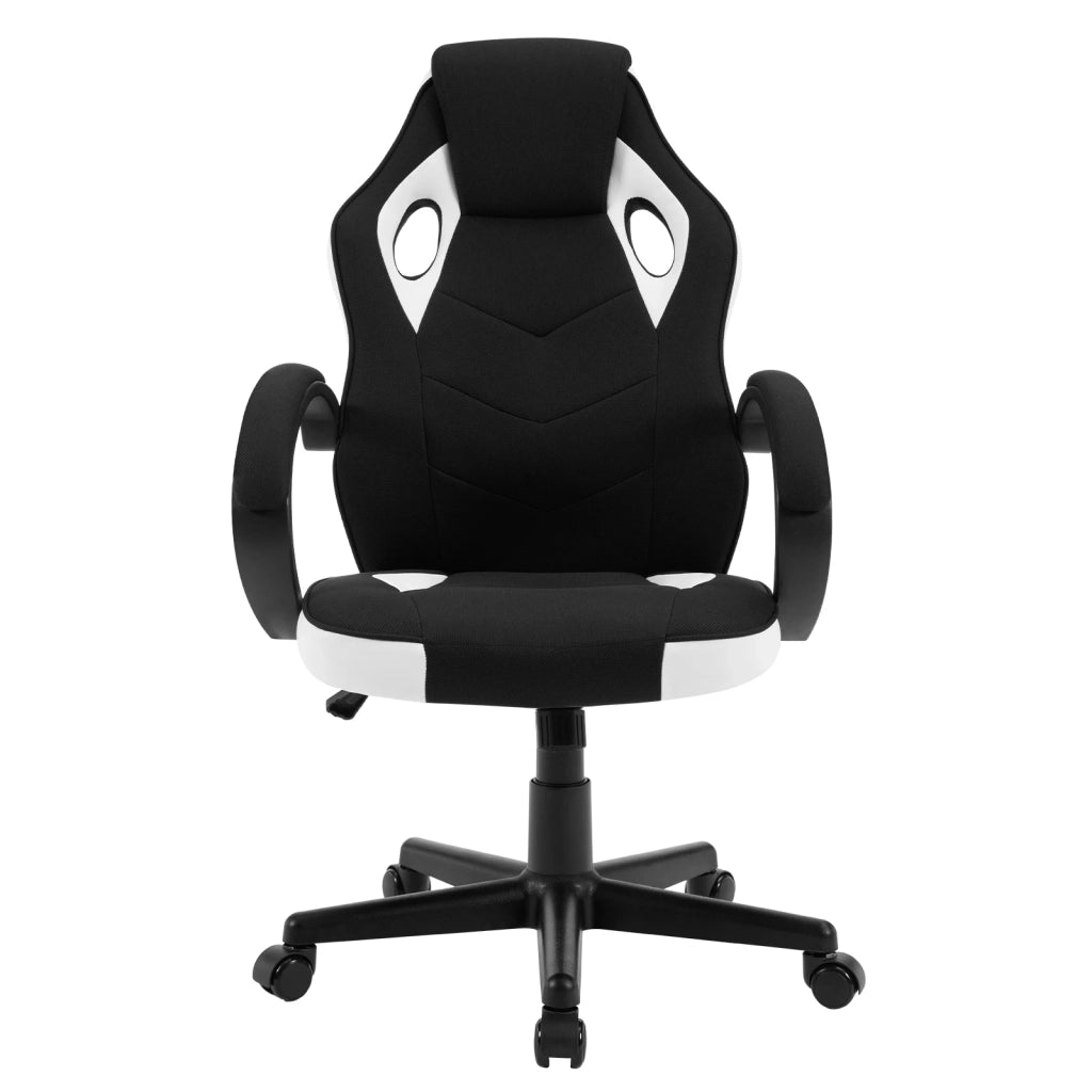 SEDIA DA UFFICIO ergonomica regolabile 44-54 cm in rete e PU nero/bianco