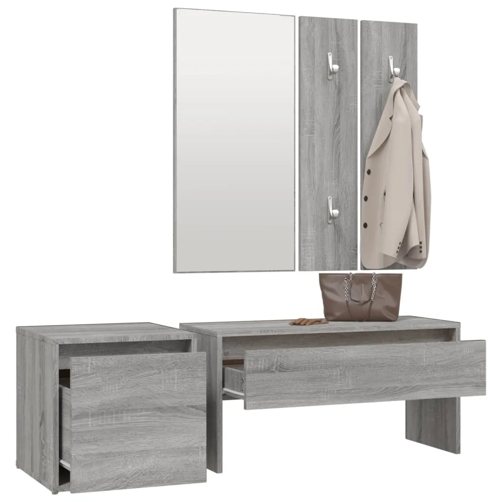 Set di Mobili da Corridoio Grigio Sonoma in Legno Multistrato cod mxl 73569
