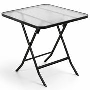 Tavolino Pieghevole Quadrato con Struttura Nera Tavolo Piano in Vetro 60x60x71cm
