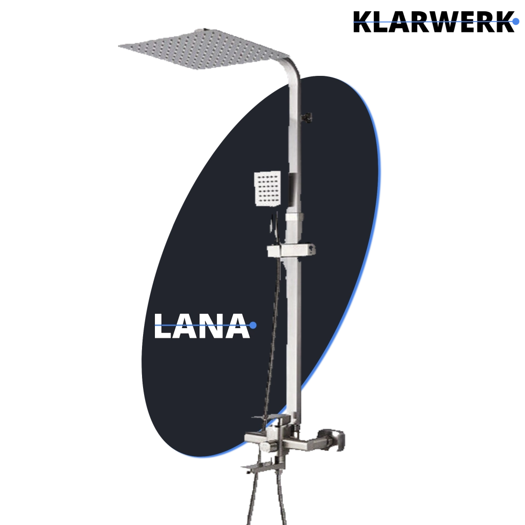LANA | Set pioggia Premium in acciaio inox spazzolato argento | Miscelatore doccia di design | Miscelatore doccia completo di doccetta