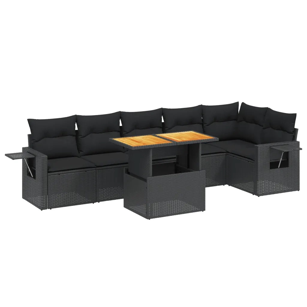 Set Divani da Giardino con Cuscini 7pz Nero Polyrattan 3271762