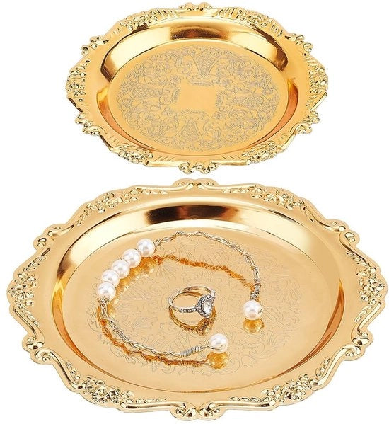 Trattatoio decorativo in metallo con 2 misure - Cassetto per gioielli rotondo - Design antico - Utilizzo multifunzionale