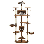 Tiragraffi albero per gatti cuccia per gatti peluche in sisal 203 cm marrone e bianco 3702114