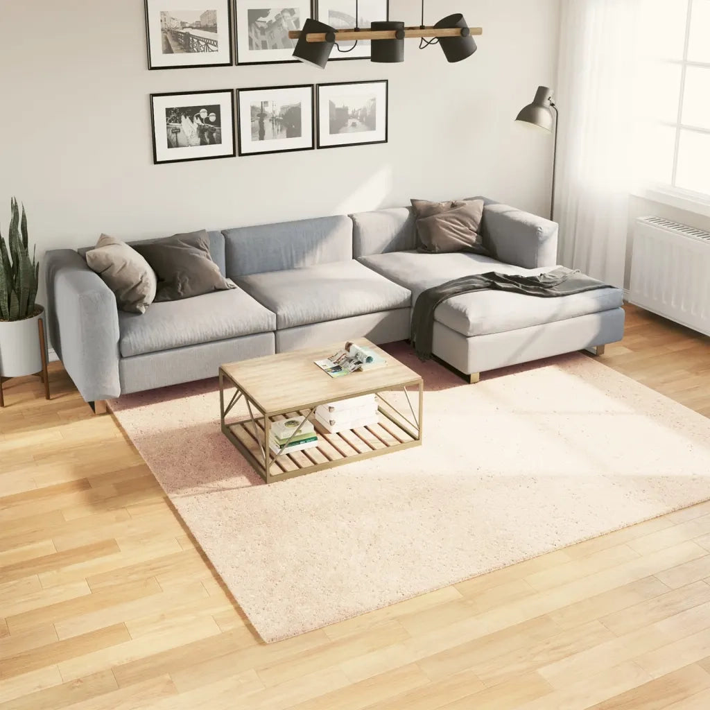 Tappeto a Pelo Corto HUARTE Morbido e Lavabile Beige 240x240 cm 375025