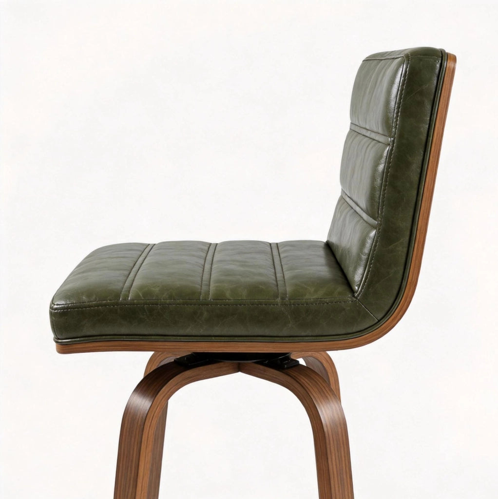 Sgabello da bar 40x48x90 cm verde – girevole con schienale e poggiapiedi
