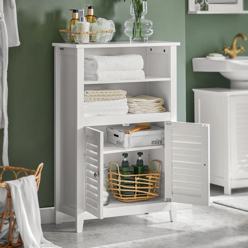 Mobiletto da Bagno salvaspazio Armadietto in Legno Bianco L60*P26*A90 cm, BZR13-W