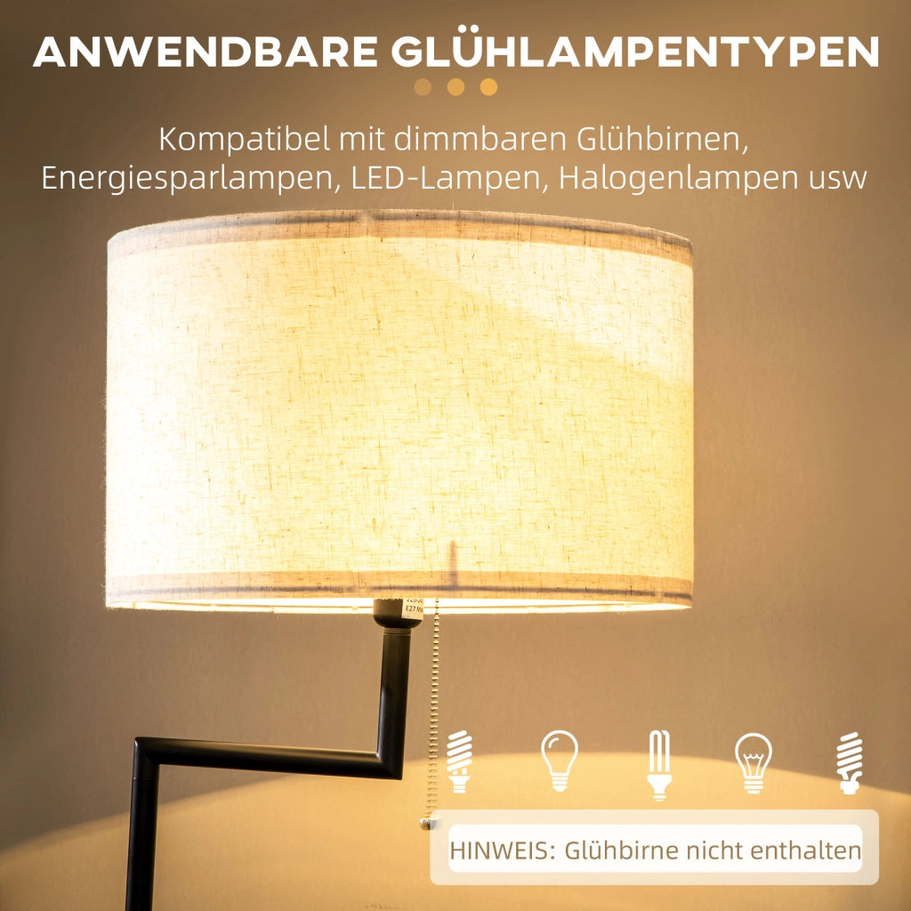 LAMPADA A STELO con ripiano e USB Ø40 x 168 cm bianca in acciaio e bambù