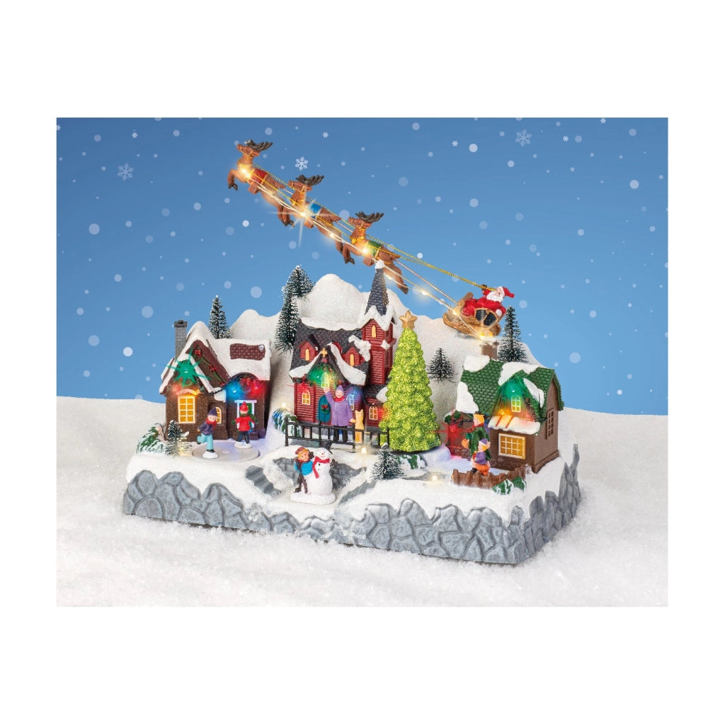 Scenario villaggio di natale c/LED 32x17x28cm