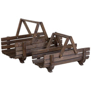 2 cestini in legno con manici pieghevoli 61,5x38x43h- 59x27x35,5h cm