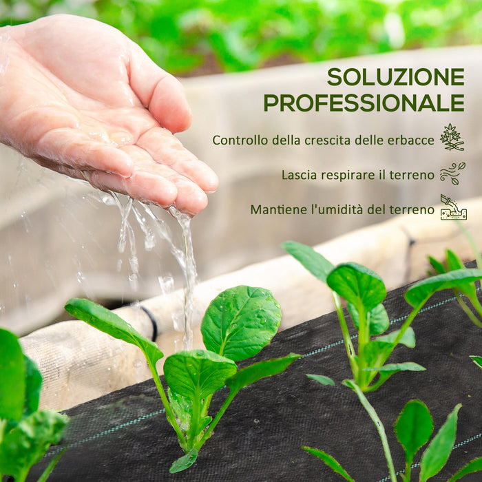 Telo per Pacciamatura 100x1 m Traspirante e Anti-UV in Polipropilene Nero