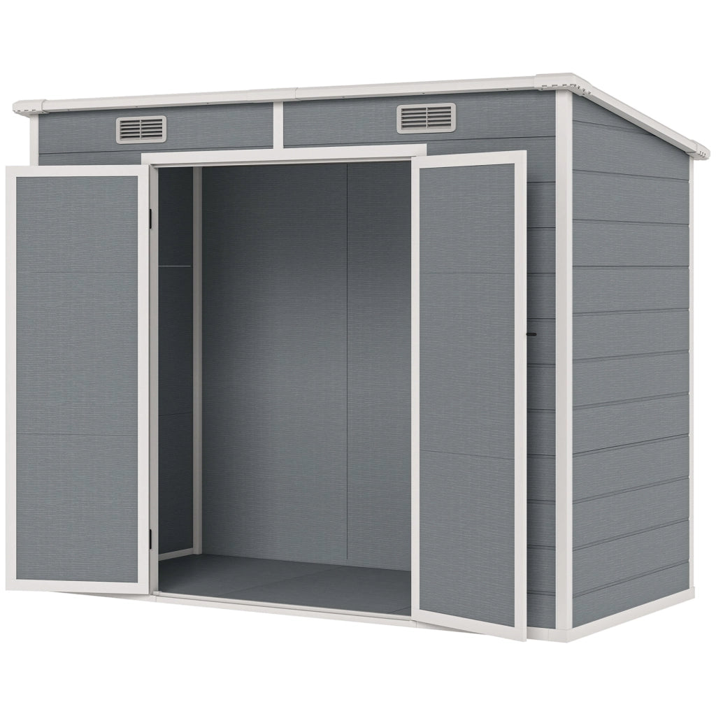 Casetta da giardino in plastica ¨C zephmum ¨C grigio 240x130 cm con finestra e porta