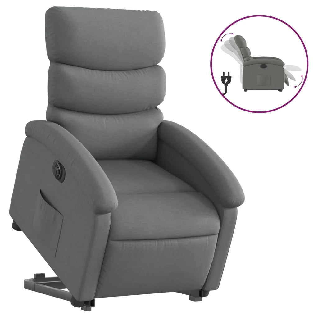 Poltrona Alzapersona Reclinabile Elettrica Grigio Scuro Tessuto 3204003