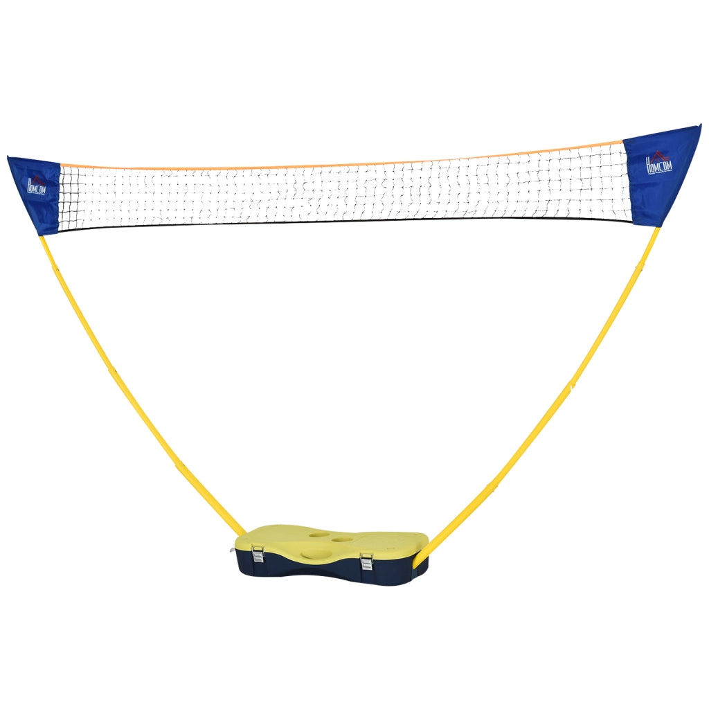 Rete da badminton con supporto, supporto portatile per rete da badminton, include 4 racchette da badminton, giallo e blu