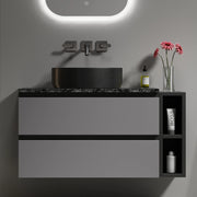 Mobile sottolavabo sospeso con lavabo integrato ¨C Minimal ¨C nero grigio 80cm con cassetti
