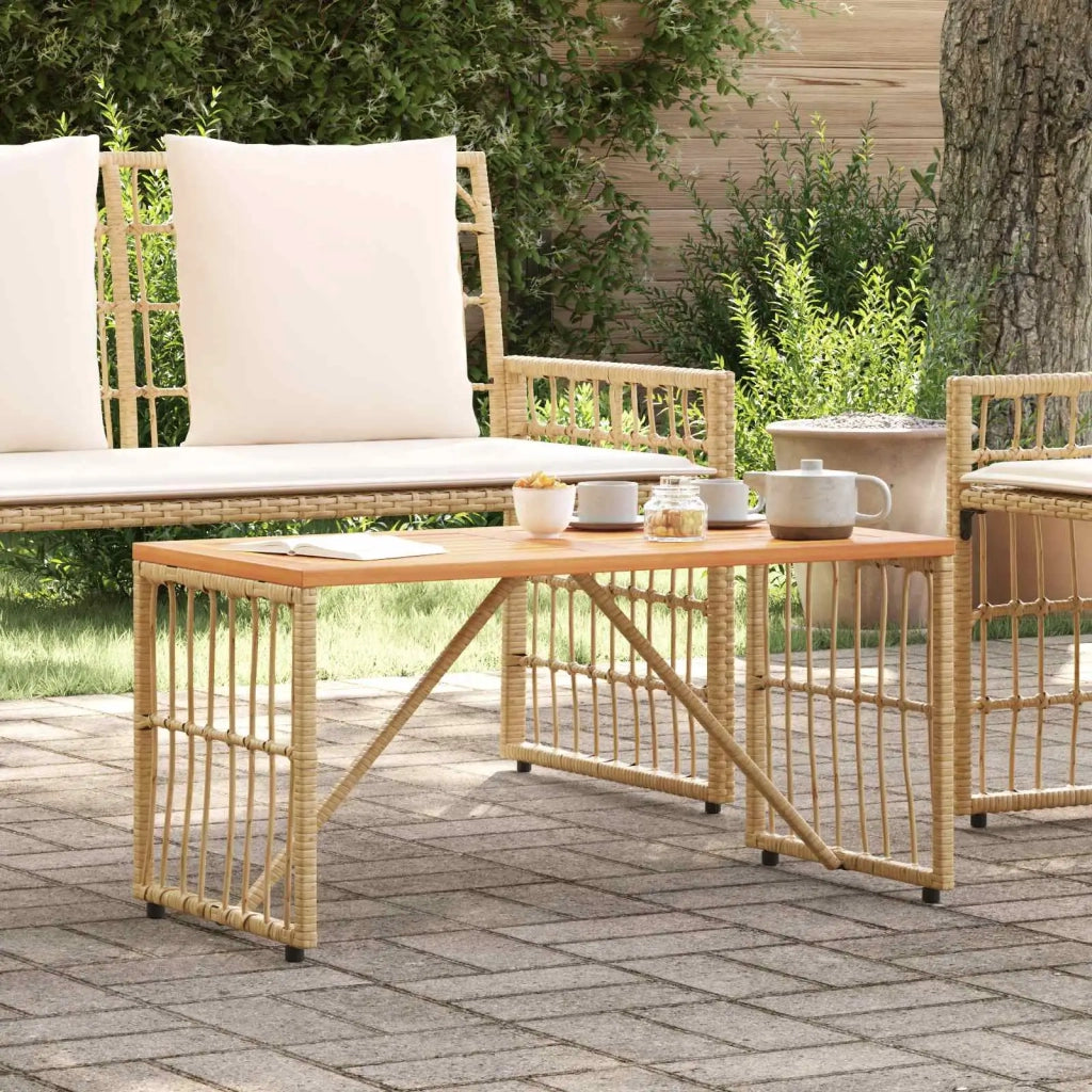 Tavolo da Esterno Naturale 80 x 40 x 40 cm Acciaio e Polyrattan 42025146