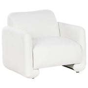 Poltrona in tessuto bianco imbottitura in poliestere ampio schienale con braccioli mobili da salotto retrò