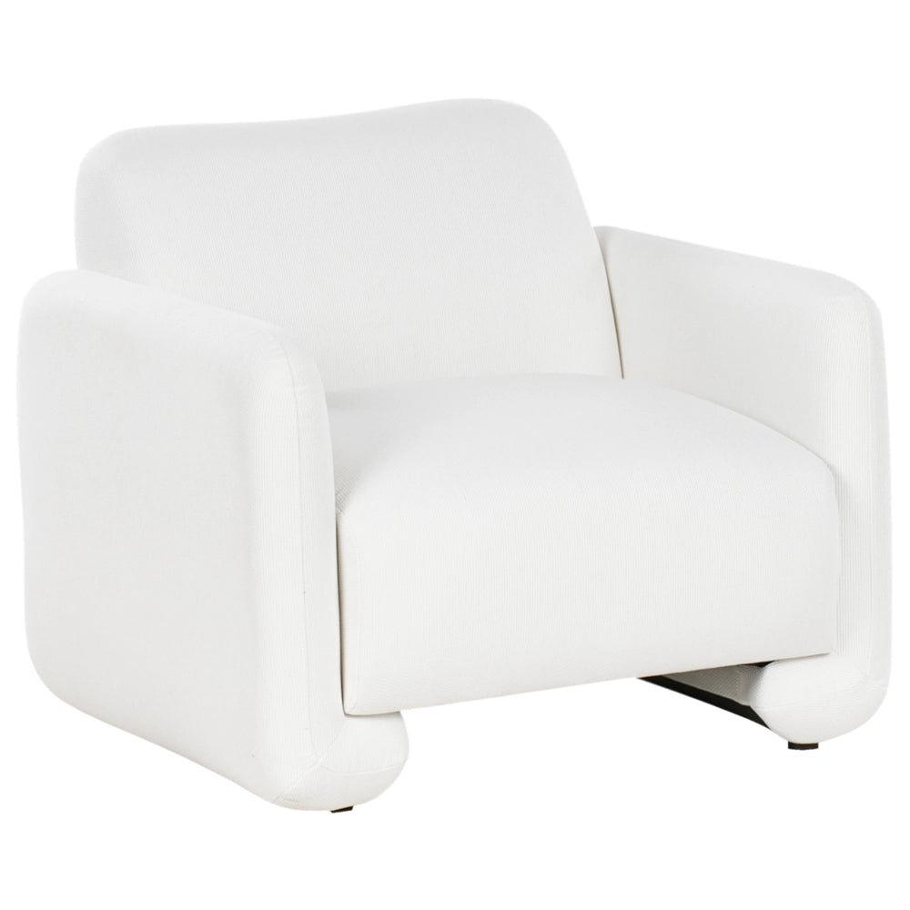 Poltrona in tessuto bianco imbottitura in poliestere ampio schienale con braccioli mobili da salotto retrò