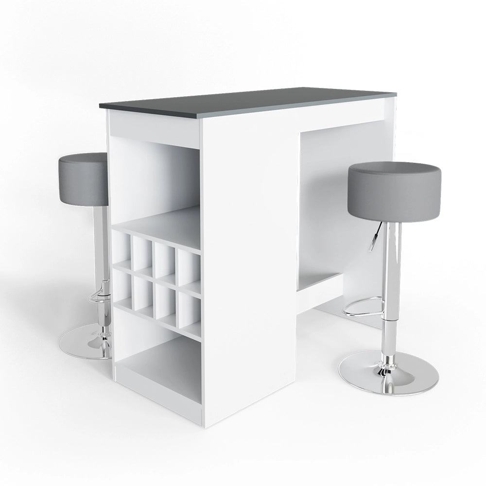 Vicco Tavolo bar con sgabelli Bianco/antracite 115 x 50 cm con 2 sgabelli da bar