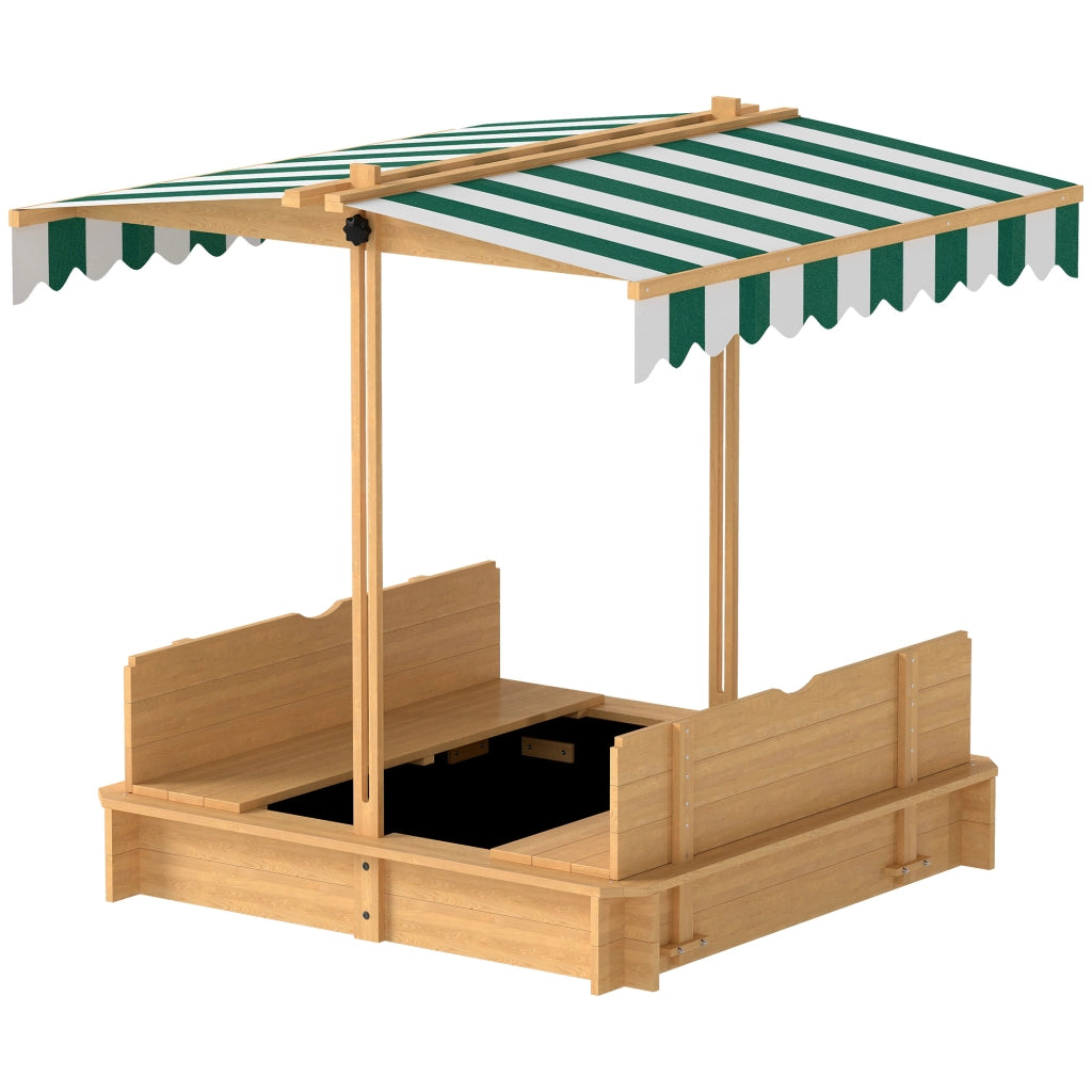 Sandbox per bambini con sedili e coperchio regolabile in altezza ¨C zephmum ¨C 106x106 cm legno chiaro