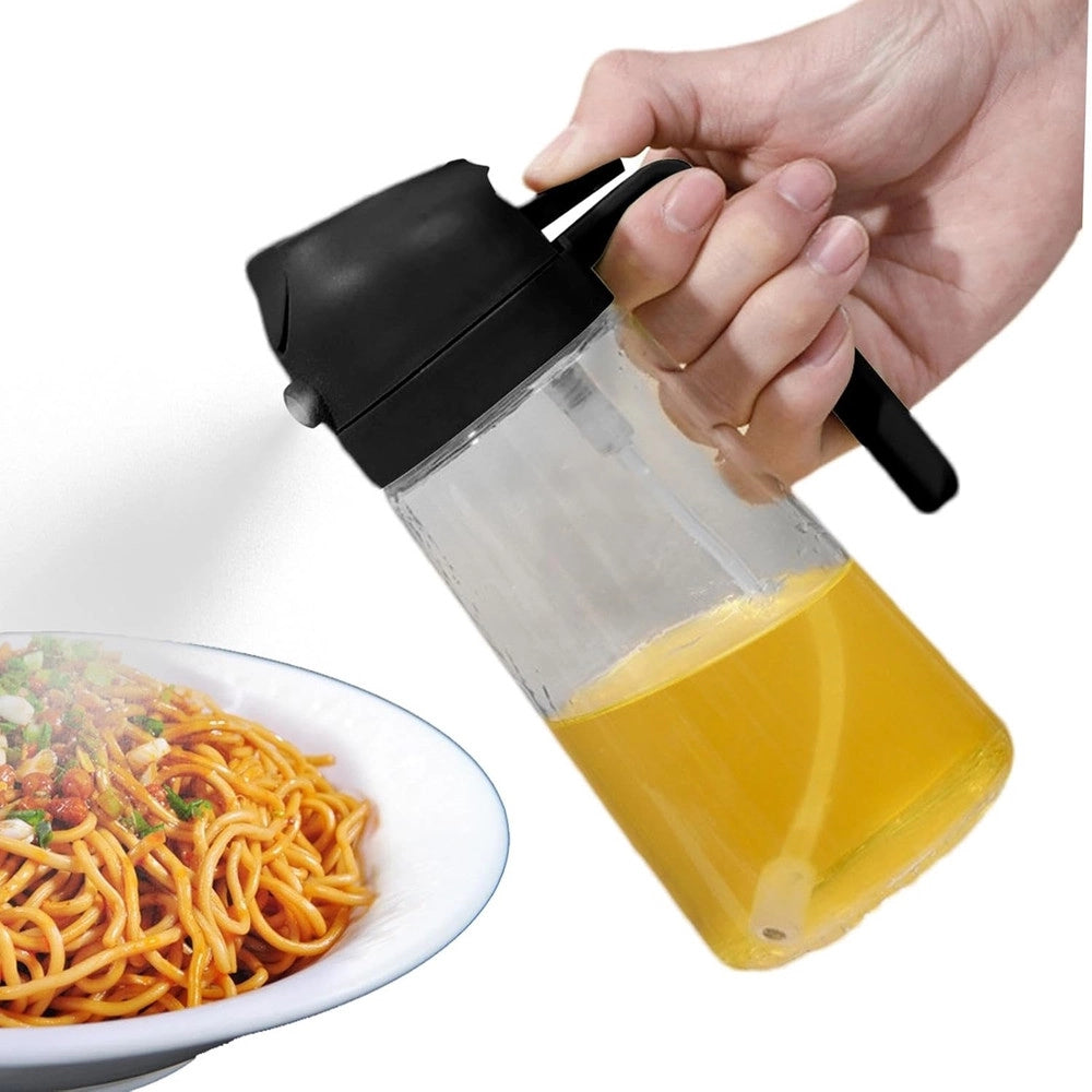 Trade Shop - Bottiglia Dosatore Per Versare Spray Olio Oliera 2in1 In Vetro 480ml Dispenser Da Cucina -