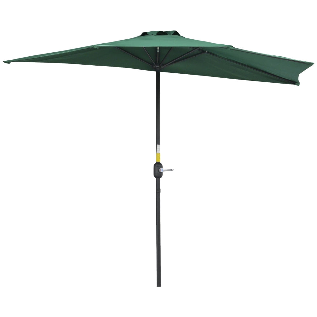 EasyComfort Ombrellone Semicircolare da Parete 2.7x2.4 m con Apertura a Manovella in Poliestere, Verde