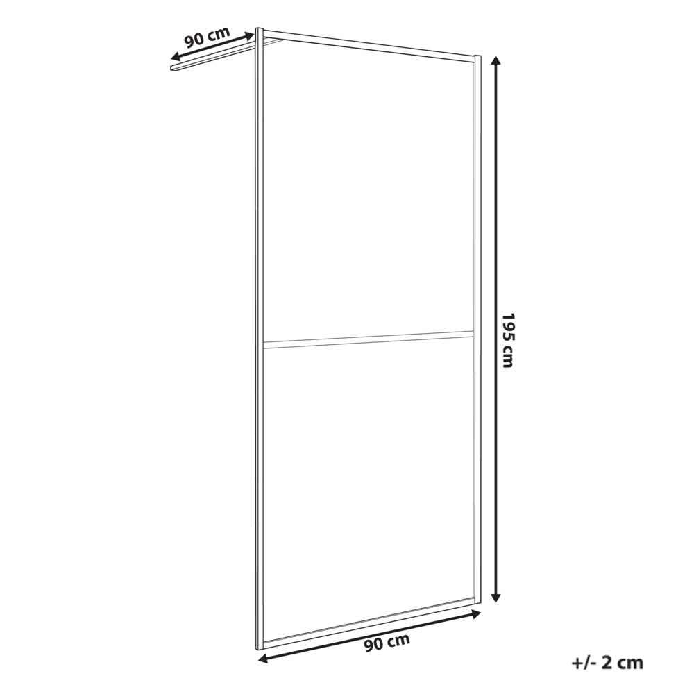 Schermo doccia nero in vetro temperato telaio in alluminio 90 x 195 cm Walk In Wet Room Bagno Doccia