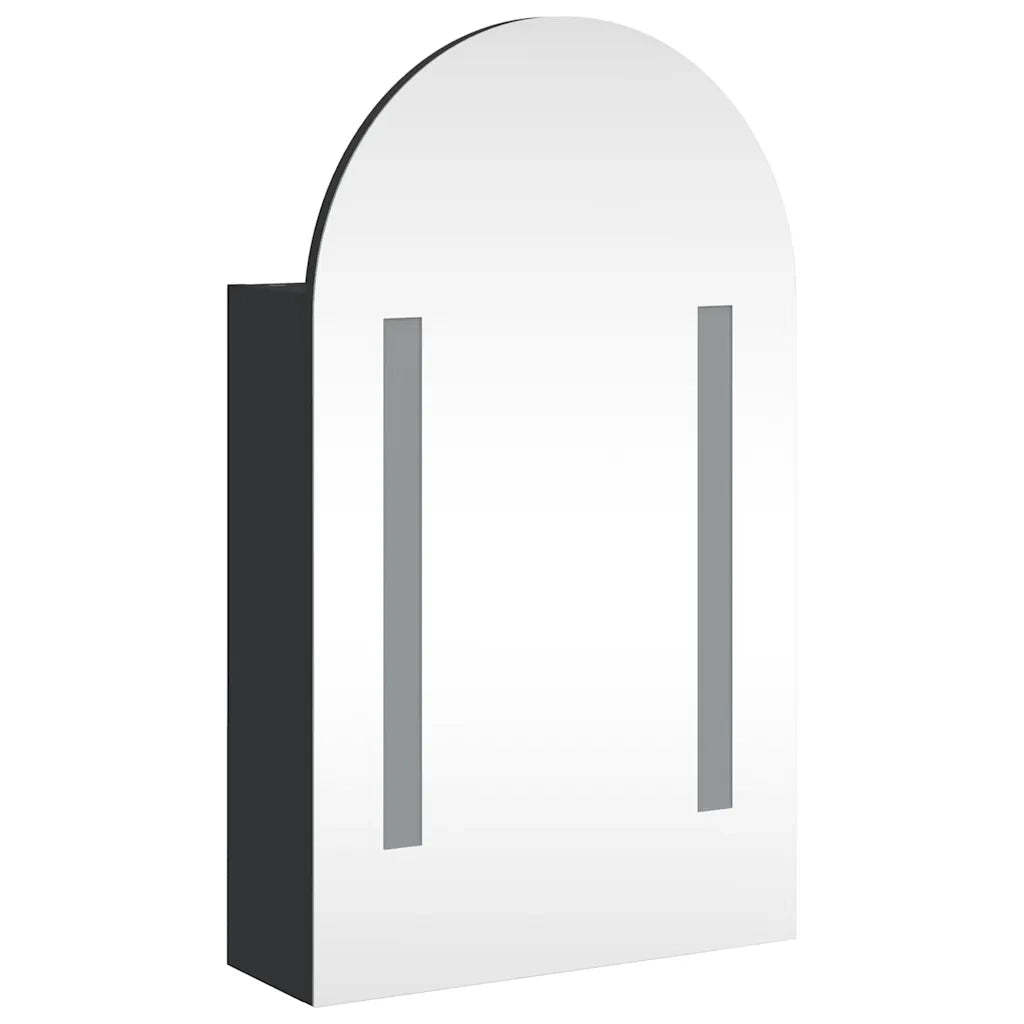 Armadietto Bagno con Specchio e LED ad Arco Nero 42x13x70 cm 357975