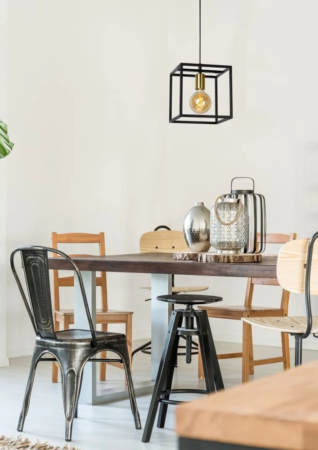 Lampada a sospensione Lucide Ruben nero/oro E27 Ø22