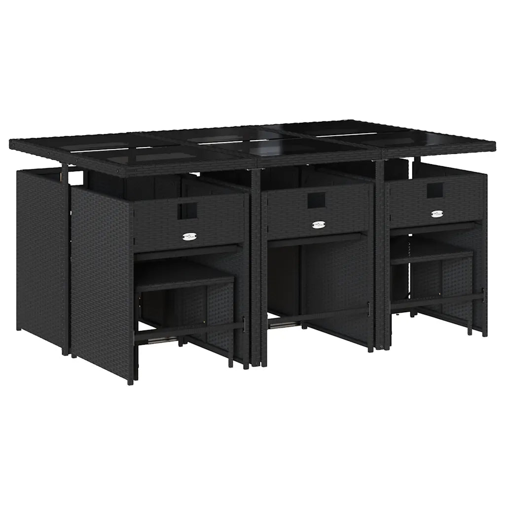 vidaXL Set da Pranzo da Giardino 11 pz con Cuscini in Polyrattan Nero