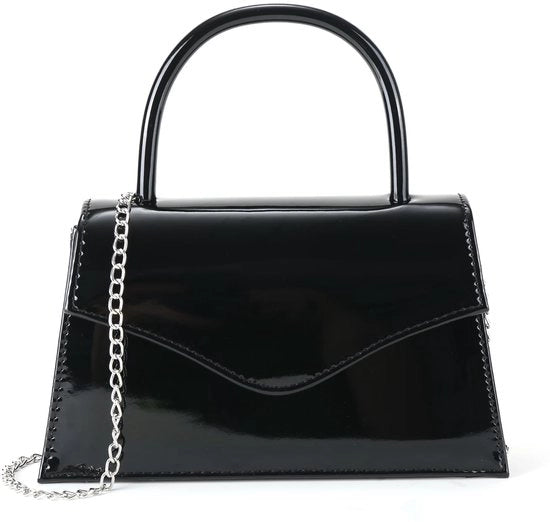 Clutch per donna per la serata di nozze piccola borsa a tracolla con catena da spalla (nero)