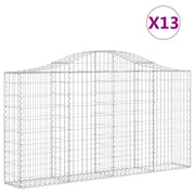 Cestini gabbioni recinzione a gabbia muro di contenimento ad arco 13 pezzi 200 x 30 x 100/120 cm ferro zincato argento 02_0040353