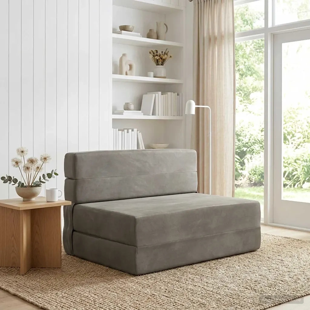 Divano letto | Sof¨¤ letto | Letto singolo Pieghevole Grigio Chiaro 100 x 80 x 60 cm Tessuto