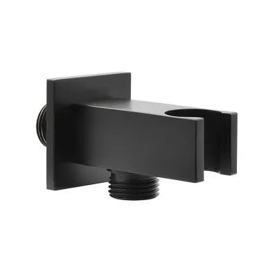 Set doccia nero opaco quadrato con doccetta, presa acqua e flessibile