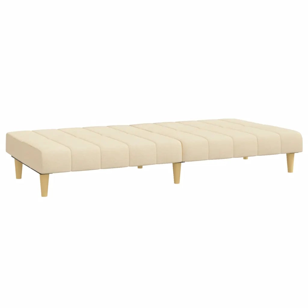 Divano Letto a 2 Posti Crema in Tessuto 375829