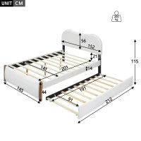 Letto imbottito 140x200 cm con letto estraibile, senza materasso, Bianco