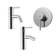Set miscelatore lavabo e bidet senza scarico ed incasso doccia in ottone cromato | Ava